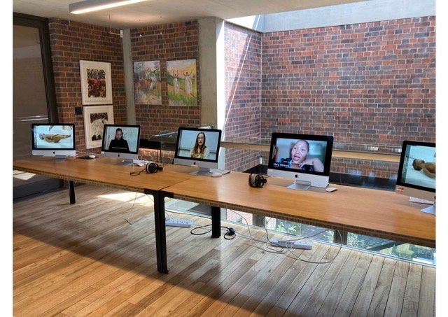 Exhibition showing video Interviews.