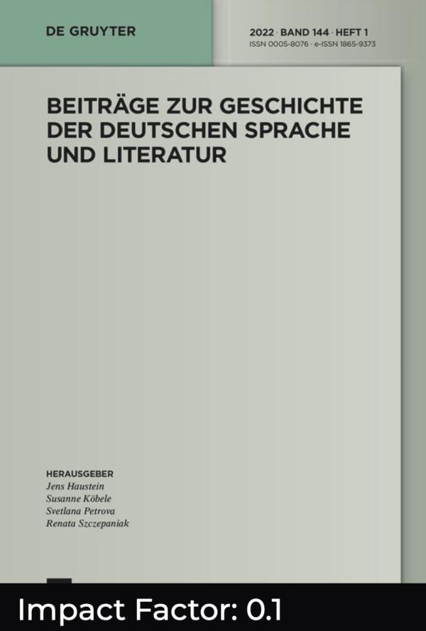 cover "Beiträge zur Geschichte der deutschen Sprache und Literatur" von Jens Haustein, Suanne Köbele, Svetlana Petrova und Renata Szczepaniak (Hrsg.)