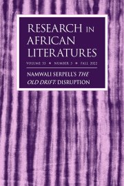 Cover von Research in African Literatures "Namwali Serpell´s the old Drift Disruption"